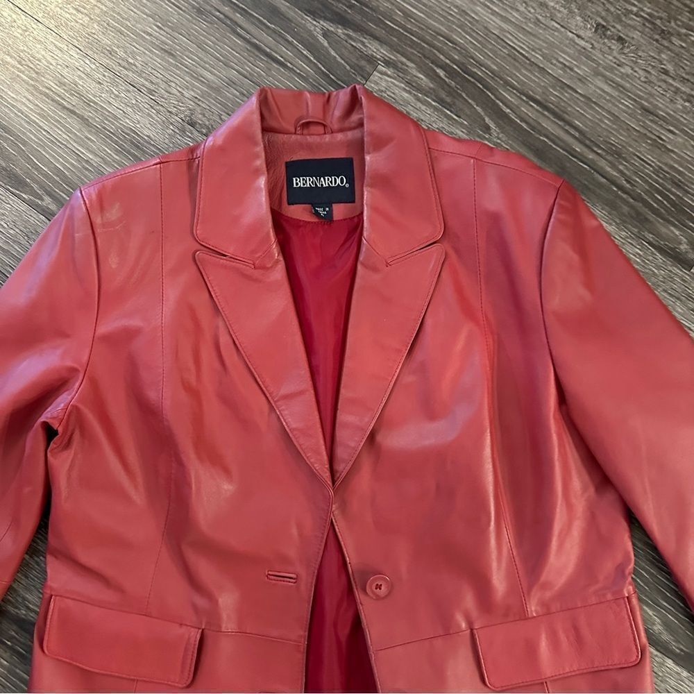 Bernardo Red Leather Jacket - Picture 4 of 11